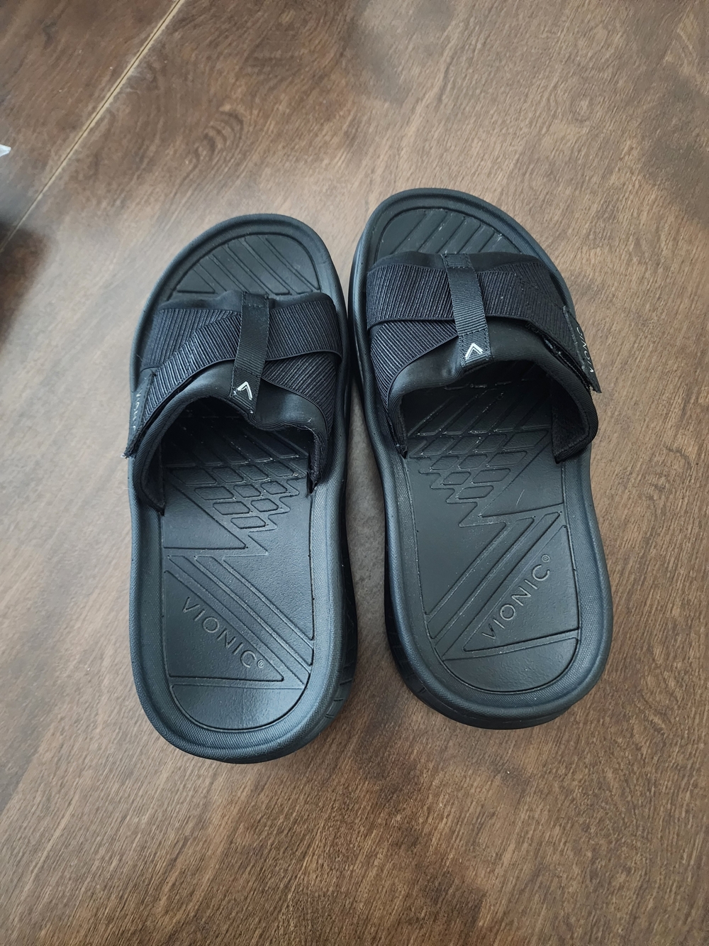 Vionic Women's Black Rebound Recovery Adjustable Cross-Strap Slide Sandals